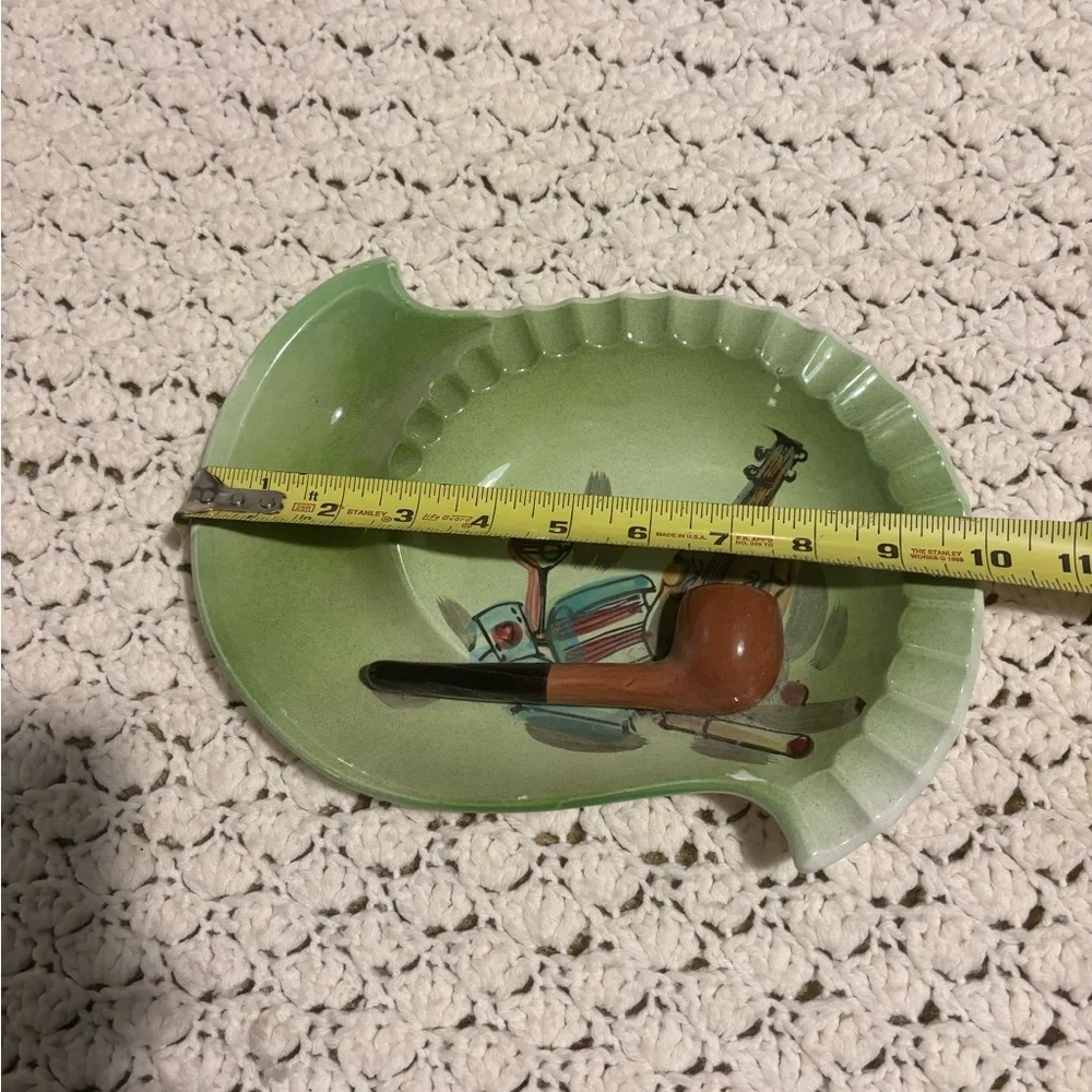 Vintage 1950’s CERAMIC PIPE Hand Painted Martini Glass Violin Tobacco ASHTRAY